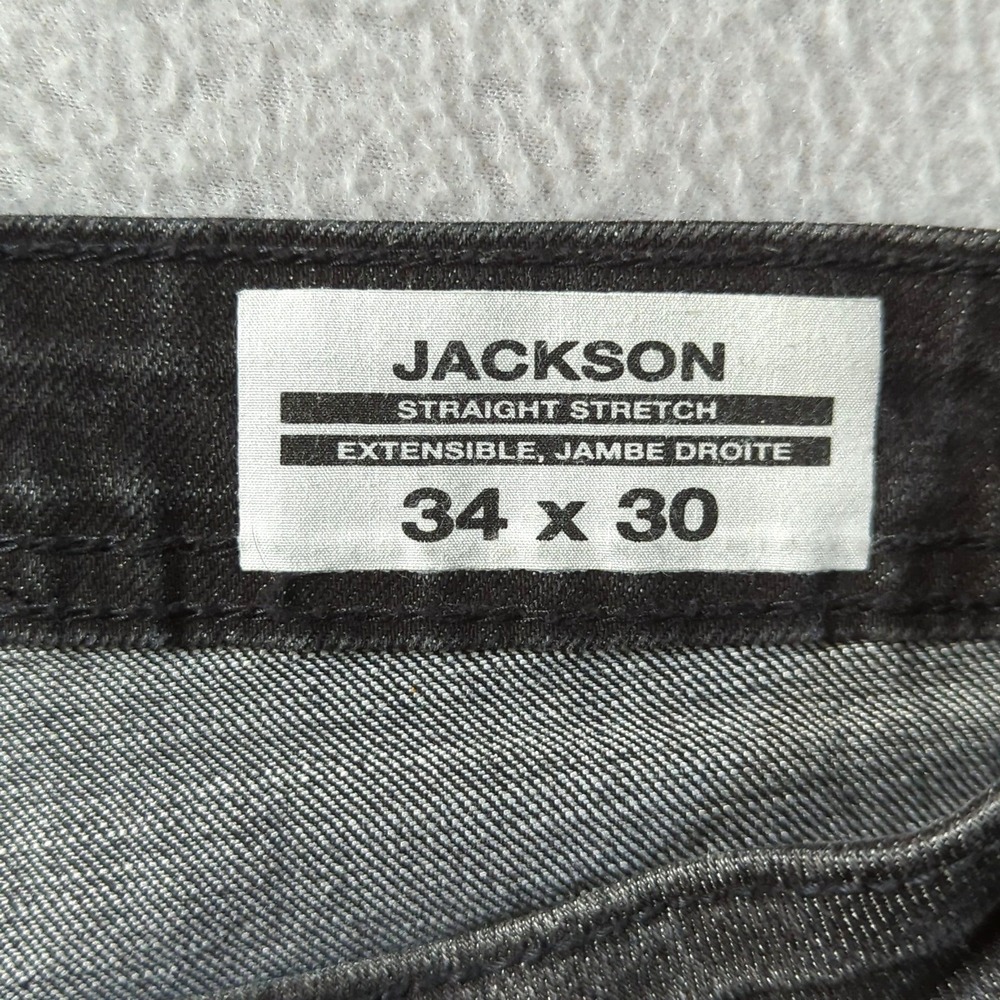 Buffalo David Bitton Jackson Straight Stretch Jeans Mens 34x30 Faded Black Denim - Picture 3 of 9